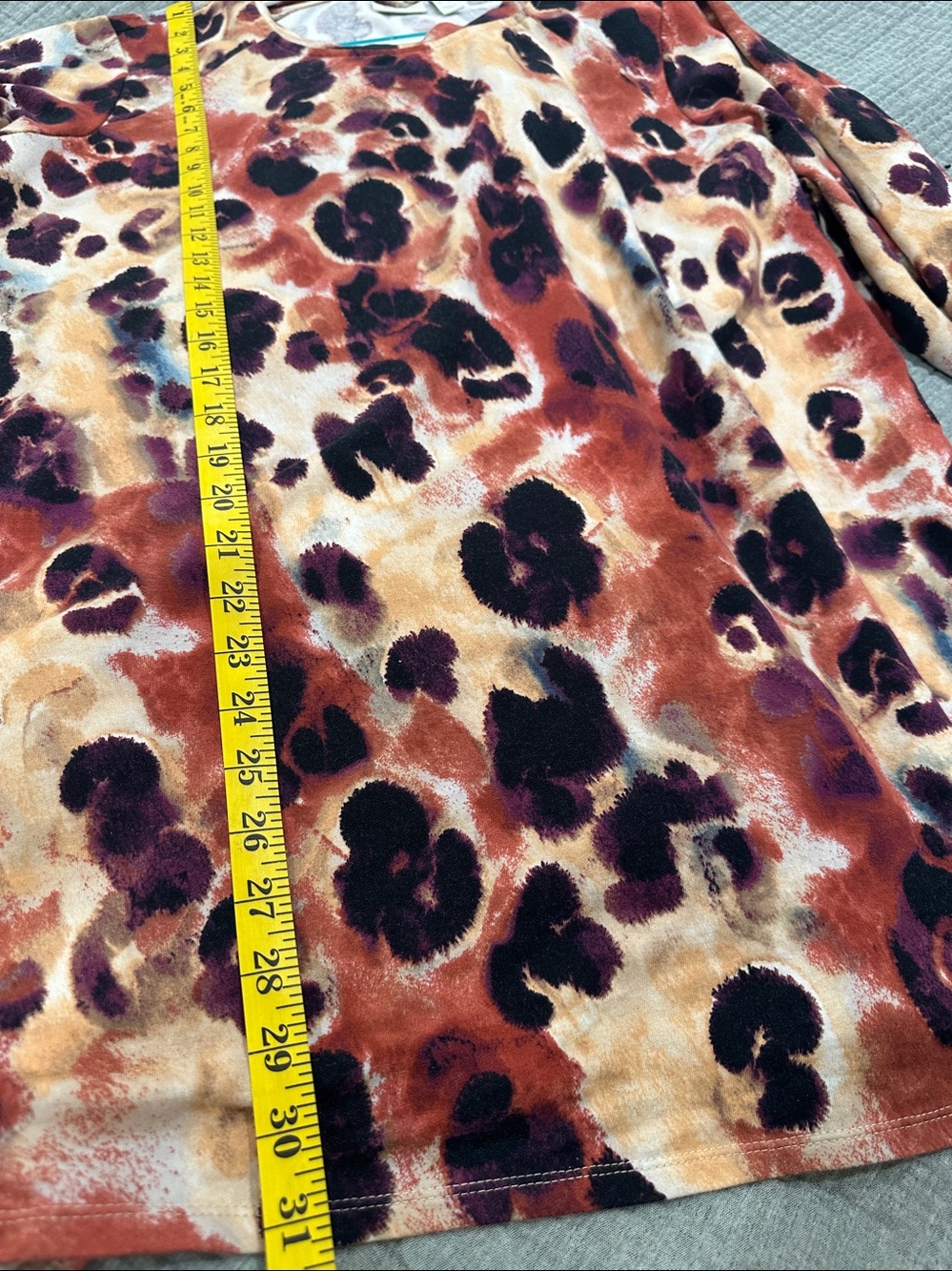 LOGO Lounge plus size by Lori Goldstein Multi-Color Leopard Print Ruffle-Hem Top - Picture 13 of 13